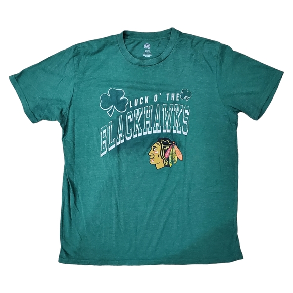 CHICAGO BLACKHAWKS Shirt ST PATRICK'S DAY Luck O The IRISH NHL - Picture 1 of 5